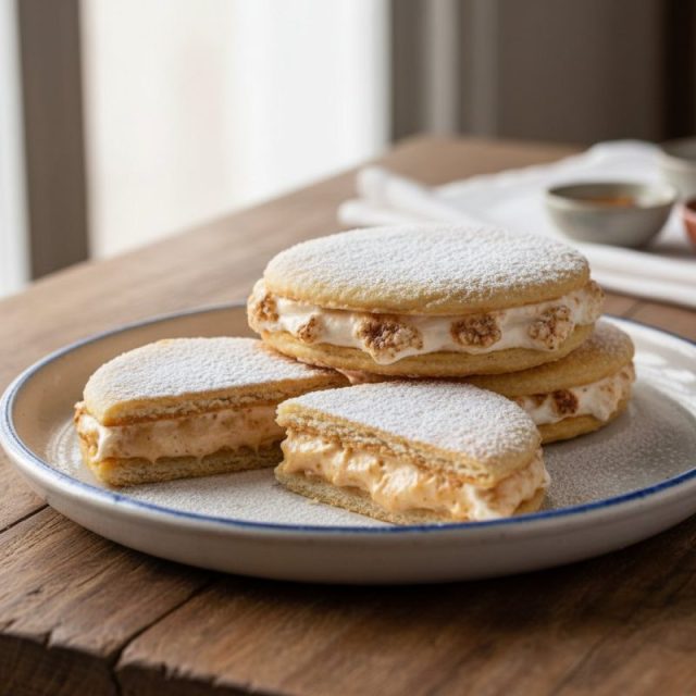 Receta de Alfajores de Matilla (3 capas) con betún de azúcar tostada