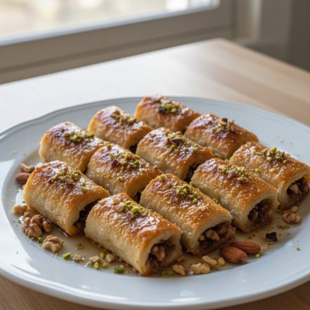 Receta de Arrolladitos al horno con nuez y almíbar