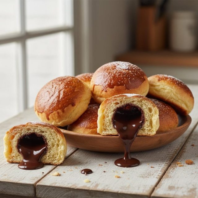 Bollitos suaves rellenos de chocolate