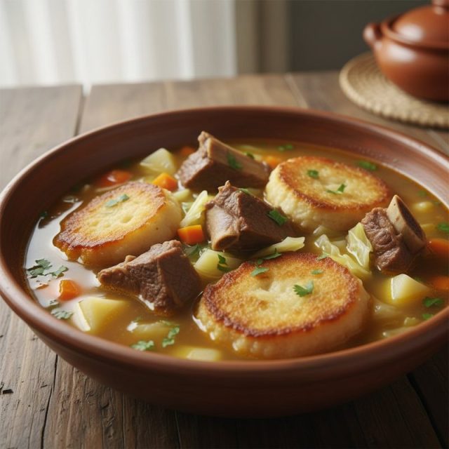 Receta de Caldo de torrejas con costilla
