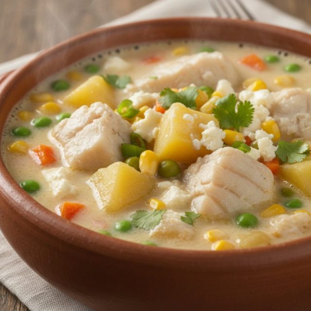 Receta de Chupe de pescado con papa, leche y queso