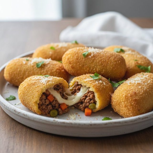 Receta de Croquetas de papa rellenas con carne