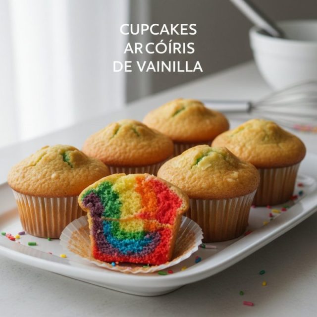 Receta de Cupcakes arcoíris de vainilla (masa base)