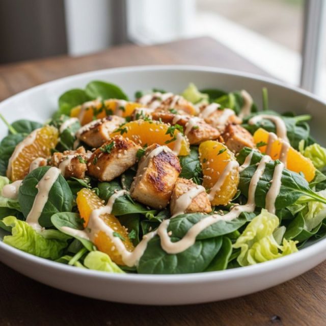 Receta de Ensalada de espinacas y pollo