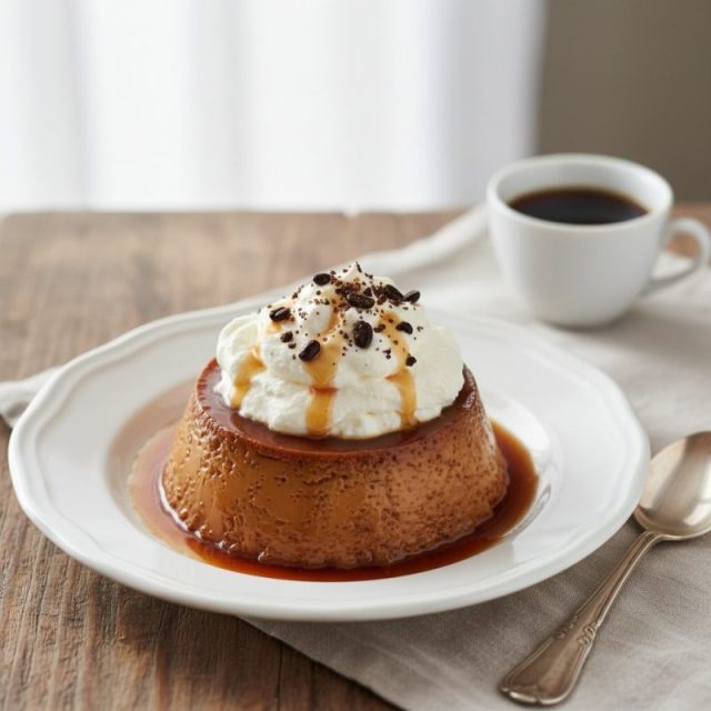 Receta de Flan de café al horno con crema batida al licor