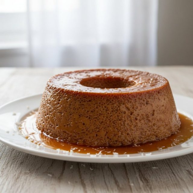 Receta de Flan de chocolate con coco (baño María)