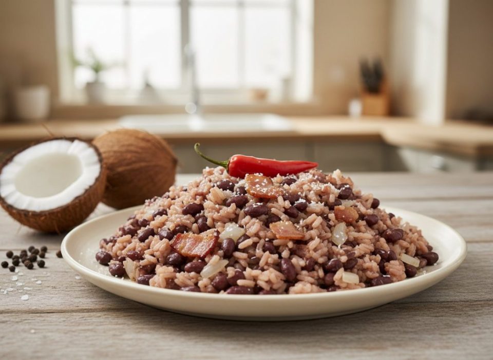 Receta de Gallo pinto con coco