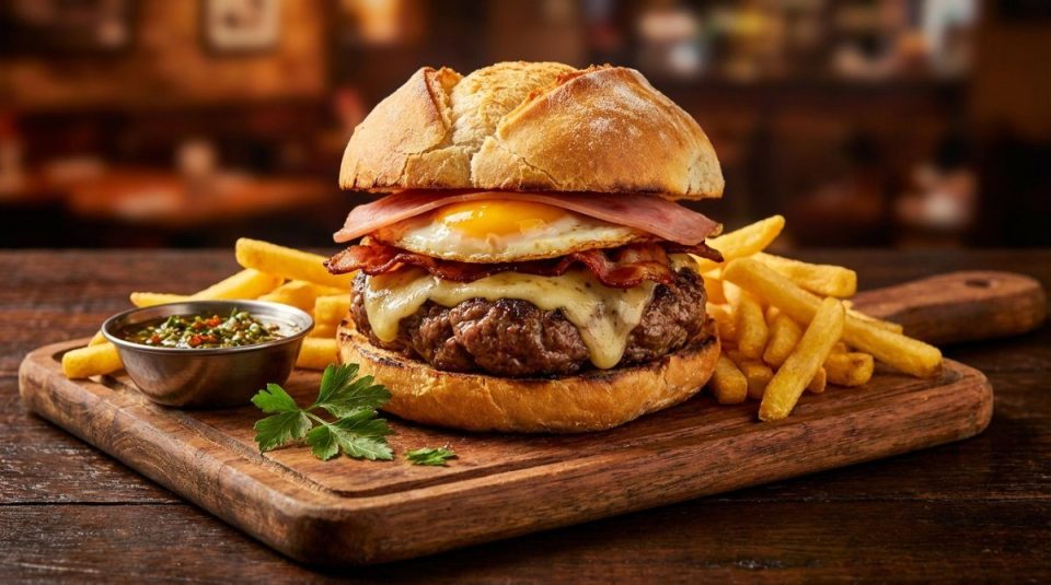 Hamburguesa casera “a la uruguaya”