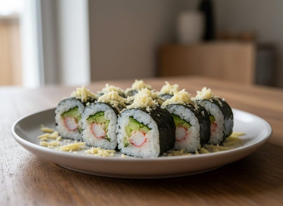 Receta de Maki de cangrejo y pepino (con jengibre)