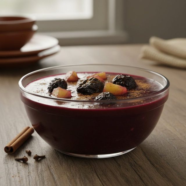 Receta de Mazamorra morada tradicional con frutas