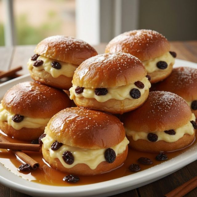 Receta de Molletes dulces rellenos y bañados en miel