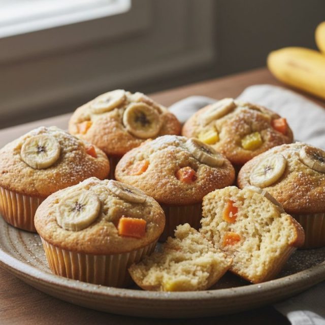 Receta de Muffins básicos con fruta (masa vainilla)