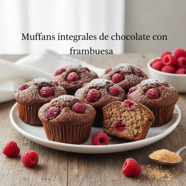 Receta de Muffins integrales de chocolate con frambuesa