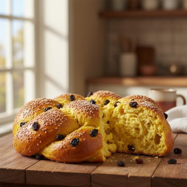 Receta de Pan de yema con pasas y ajonjolí