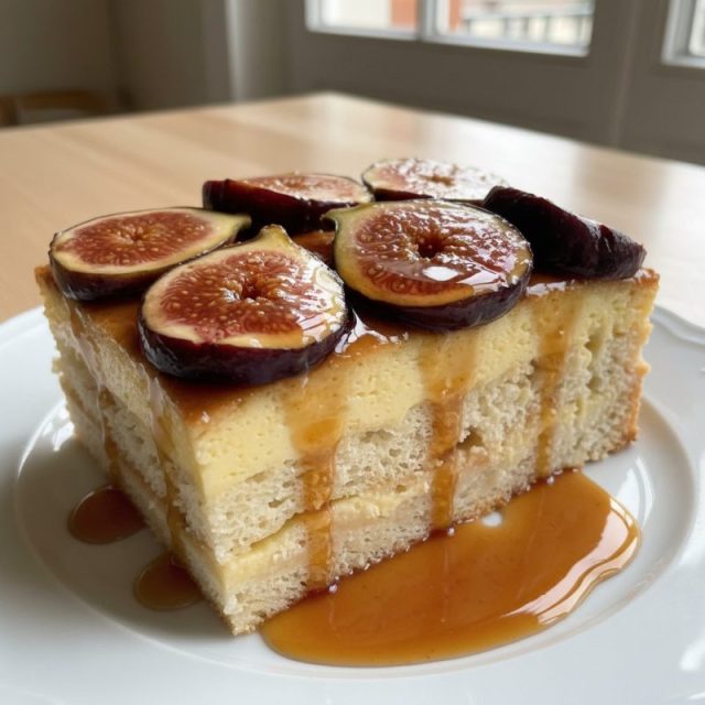 Receta de Postre frío de pan, flan y higos