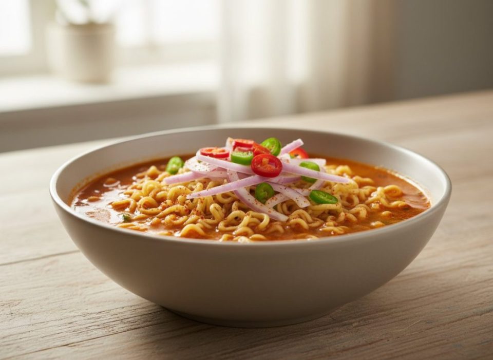 Receta de Ramen picante con cebolla y chile