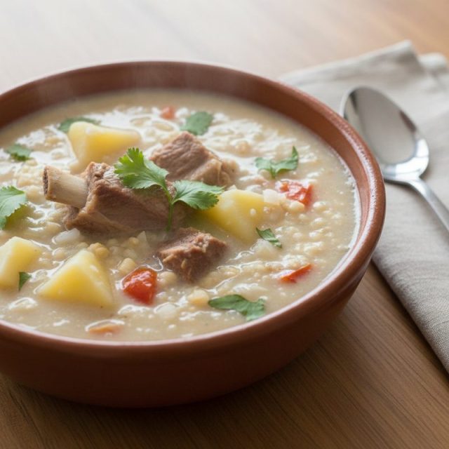 Receta de Sopa de morocho con cerdo y papa