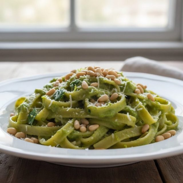 Receta de Tallarines con salsa de aguacate