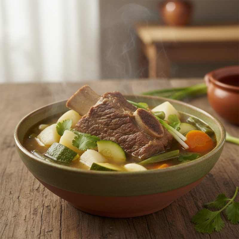 Caldo de costilla con verduras mixtas