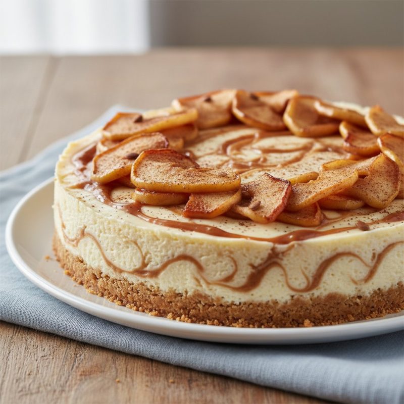 Receta de Cheesecake de manjar con manzanas a la canela